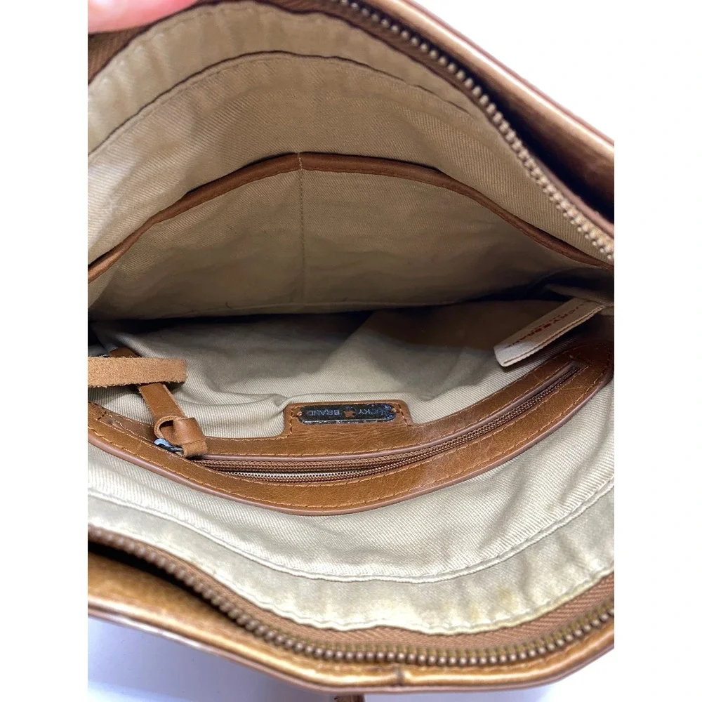 Lucky Brand Brown Leather Quilted‎ Diamond Crossbody Messenger Bag Boho Tassel